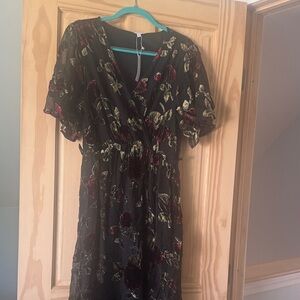 Baltic Born Black and Red Floral Maxi Dress